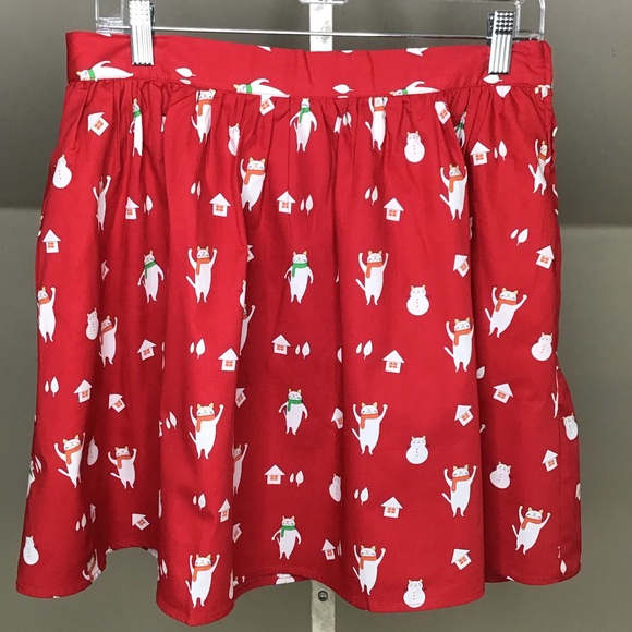 ModCloth Holiday Mini Skirt in Red Cats - Picture 2 of 8